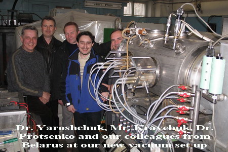 Dr Yaroshchuk Mr Kravchuk Dr Protsenko our colleagues from Belarus at our new vacuum set up
